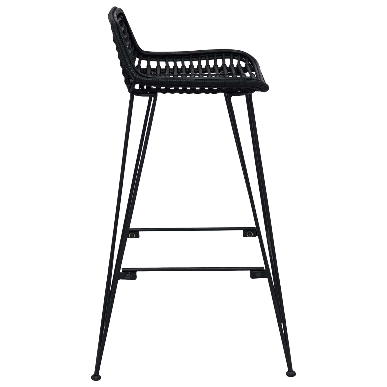 vidaXL Barhocker 2 Stück Schwarz 44 x 46 x 91 cm Rattan und Stahl