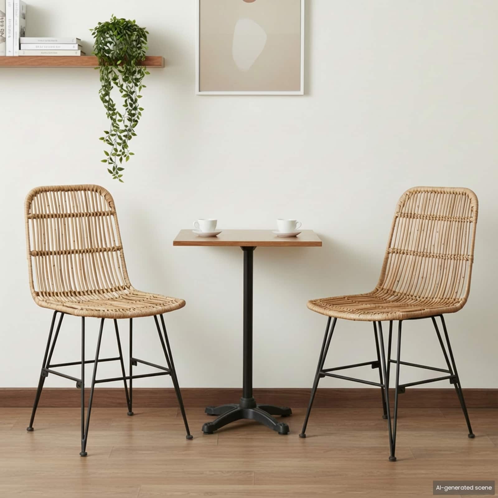 vidaXL Esststuhl 2 pcs Natur 41 x 55 x 85 cm Rattan und Stahl