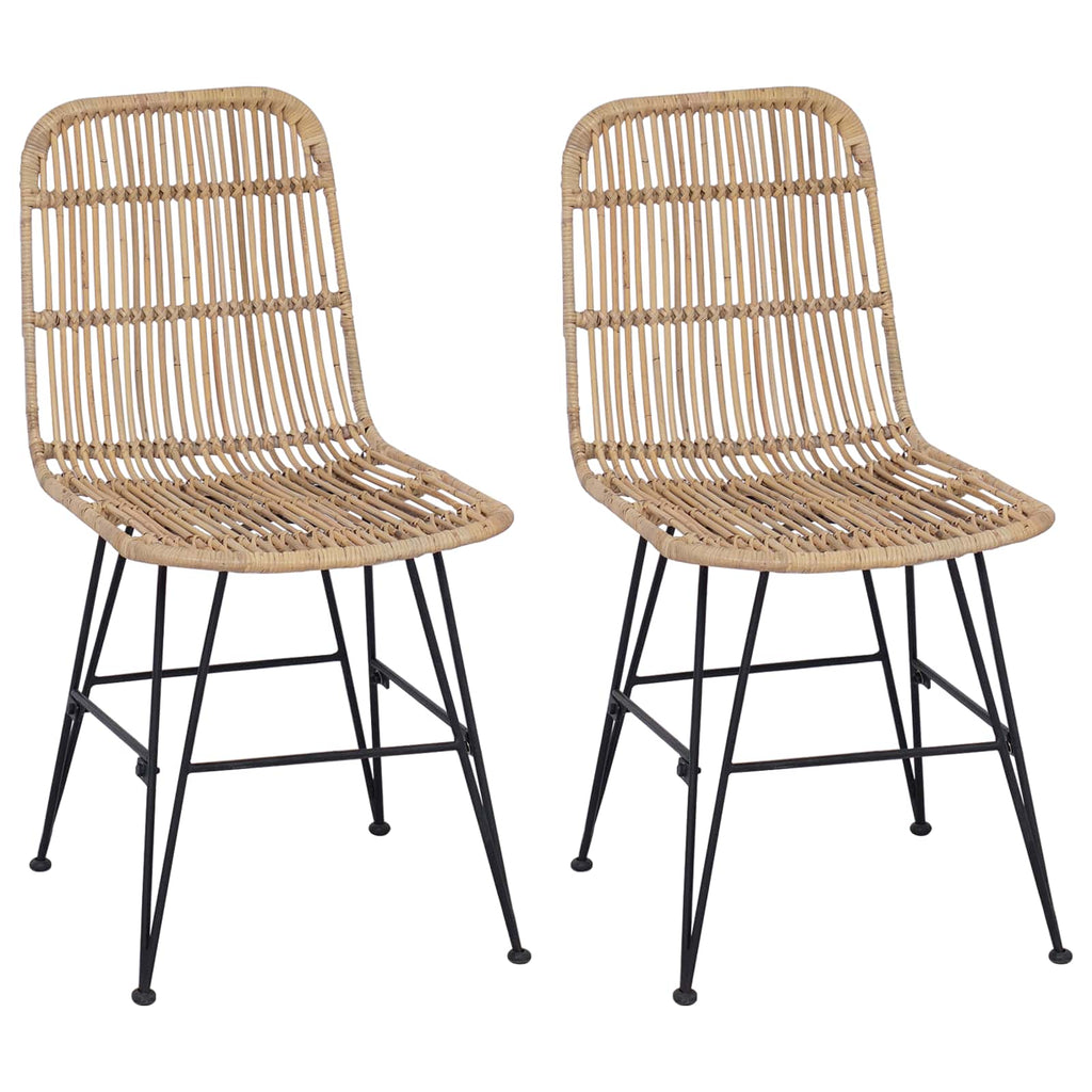 vidaXL Esststuhl 2 pcs Natur 41 x 55 x 85 cm Rattan und Stahl