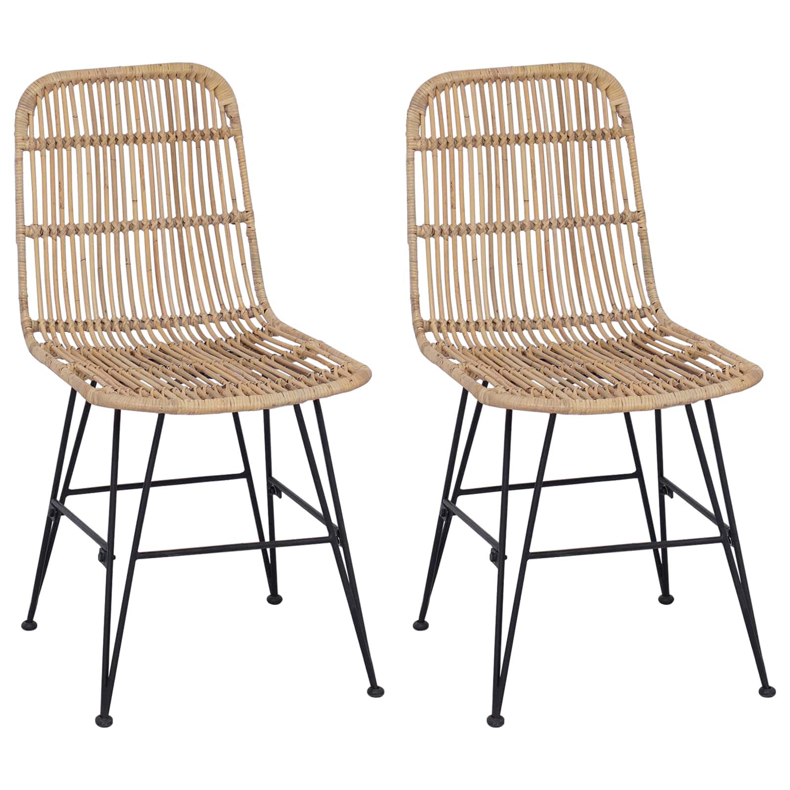 vidaXL Esststuhl 2 pcs Natur 41 x 55 x 85 cm Rattan und Stahl