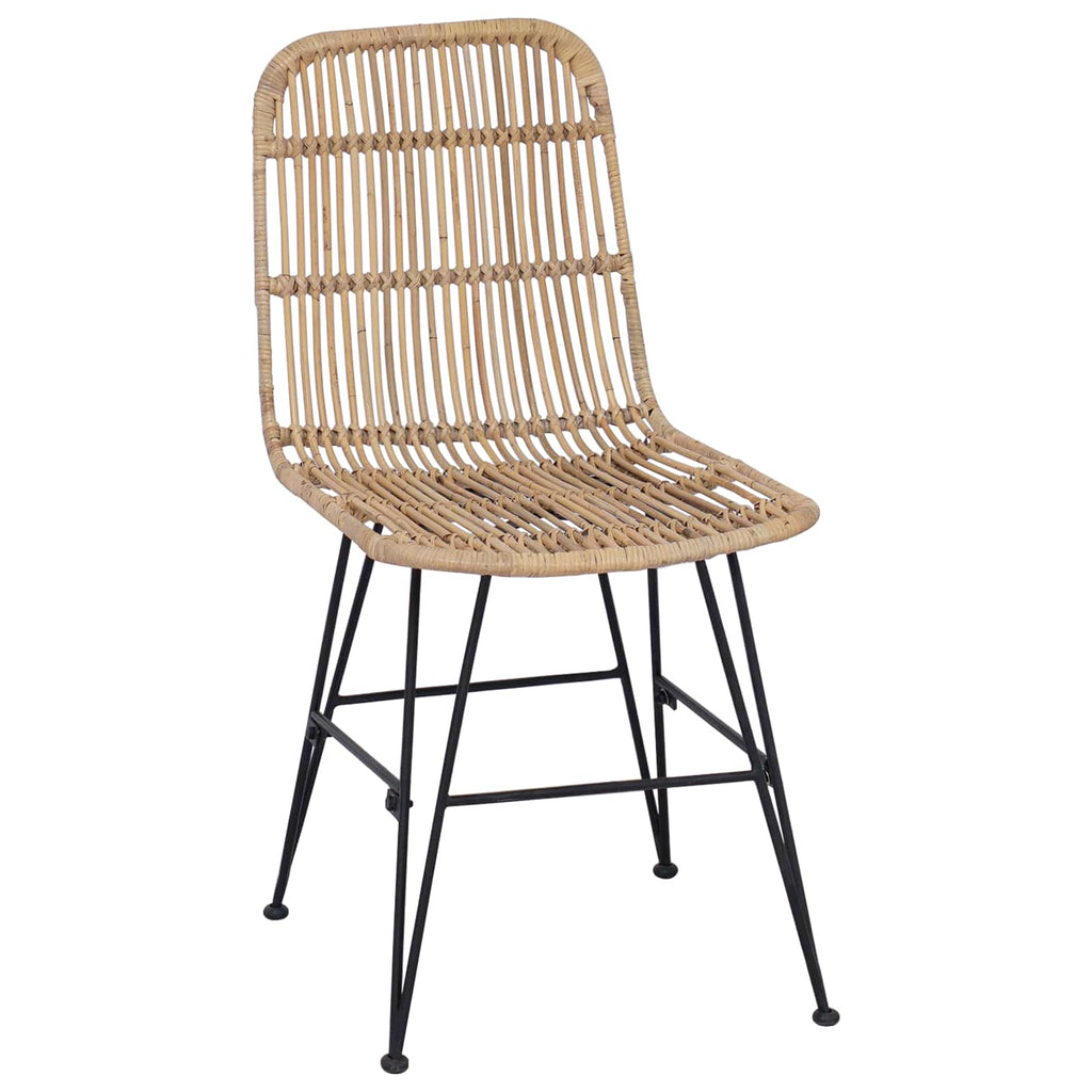 vidaXL Esststuhl 2 pcs Natur 41 x 55 x 85 cm Rattan und Stahl