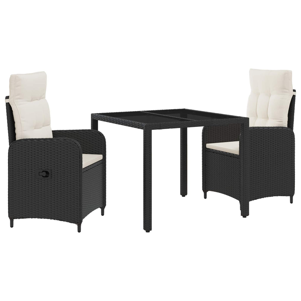 vidaXL Outdoortisch-Set 3 pcs Schwarz und Cremeweiß 90 x 90 x 75 cm