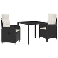 vidaXL Outdoortisch-Set 3 pcs Schwarz und Cremeweiß 90 x 90 x 75 cm