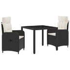 vidaXL Outdoortisch-Set 3 pcs Schwarz und Cremeweiß 90 x 90 x 75 cm