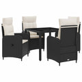 vidaXL Outdoortisch-Set 5 pcs Schwarz und Cremeweiß 90 x 90 x 75 cm