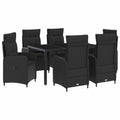 vidaXL Outdoortisch-Set 7 pcs Schwarz 150 x 90 x 75 cm Poly-Rattan