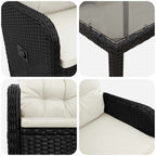 vidaXL Outdoortisch-Set 7 pcs Schwarz und Cremeweiß 150 x 90 x 75 cm