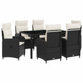 vidaXL Outdoortisch-Set 7 pcs Schwarz und Cremeweiß 150 x 90 x 75 cm