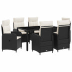 vidaXL Outdoortisch-Set 7 pcs Schwarz und Cremeweiß 150 x 90 x 75 cm