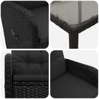 vidaXL Outdoortisch-Set 9 pcs Schwarz 190 x 90 x 75 cm Poly-Rattan