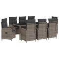 vidaXL Outdoortisch-Set 9 pcs Schwarz und Cremeweiß 190 x 90 x 75 cm