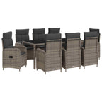 vidaXL Outdoortisch-Set 9 pcs Schwarz und Cremeweiß 190 x 90 x 75 cm