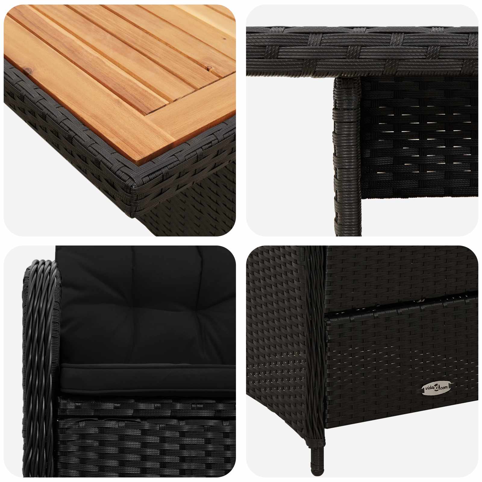 vidaXL Outdoortisch-Set 3 pcs Schwarz