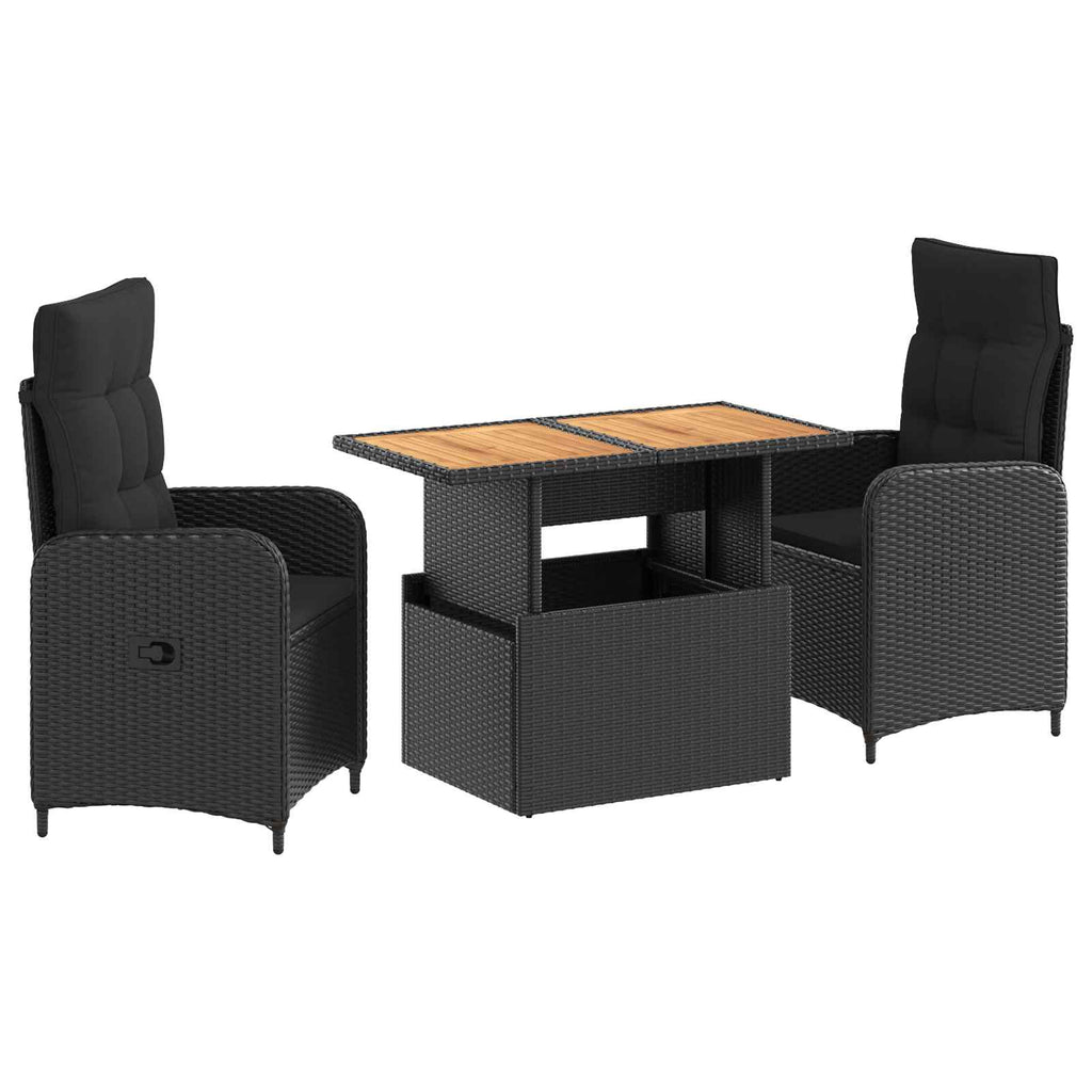 vidaXL Outdoortisch-Set 3 pcs Schwarz