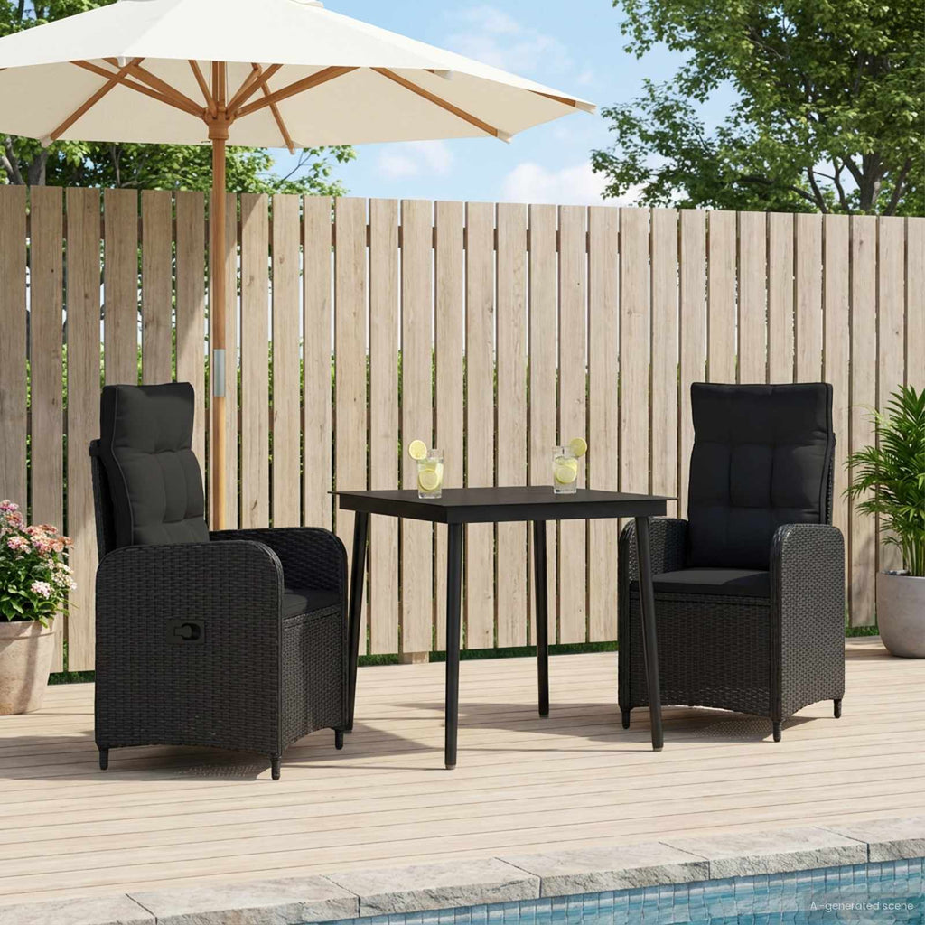 vidaXL Sofa-Tischset mit Kissen mit Kissen 3 pcs Schwarz