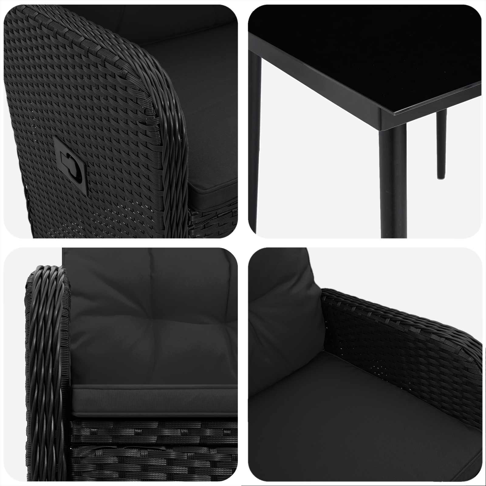 vidaXL Sofa-Tischset mit Kissen mit Kissen 5 pcs Schwarz