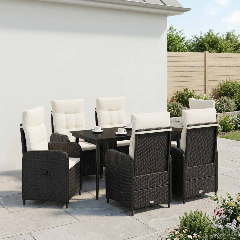 vidaXL Sofa-Tischset mit Kissen mit Kissen 7 pcs Schwarz und Cremeweiß