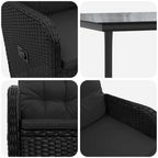 vidaXL Sofa-Tischset 7 pcs PE Rattan und pulverbeschichteter Stahl