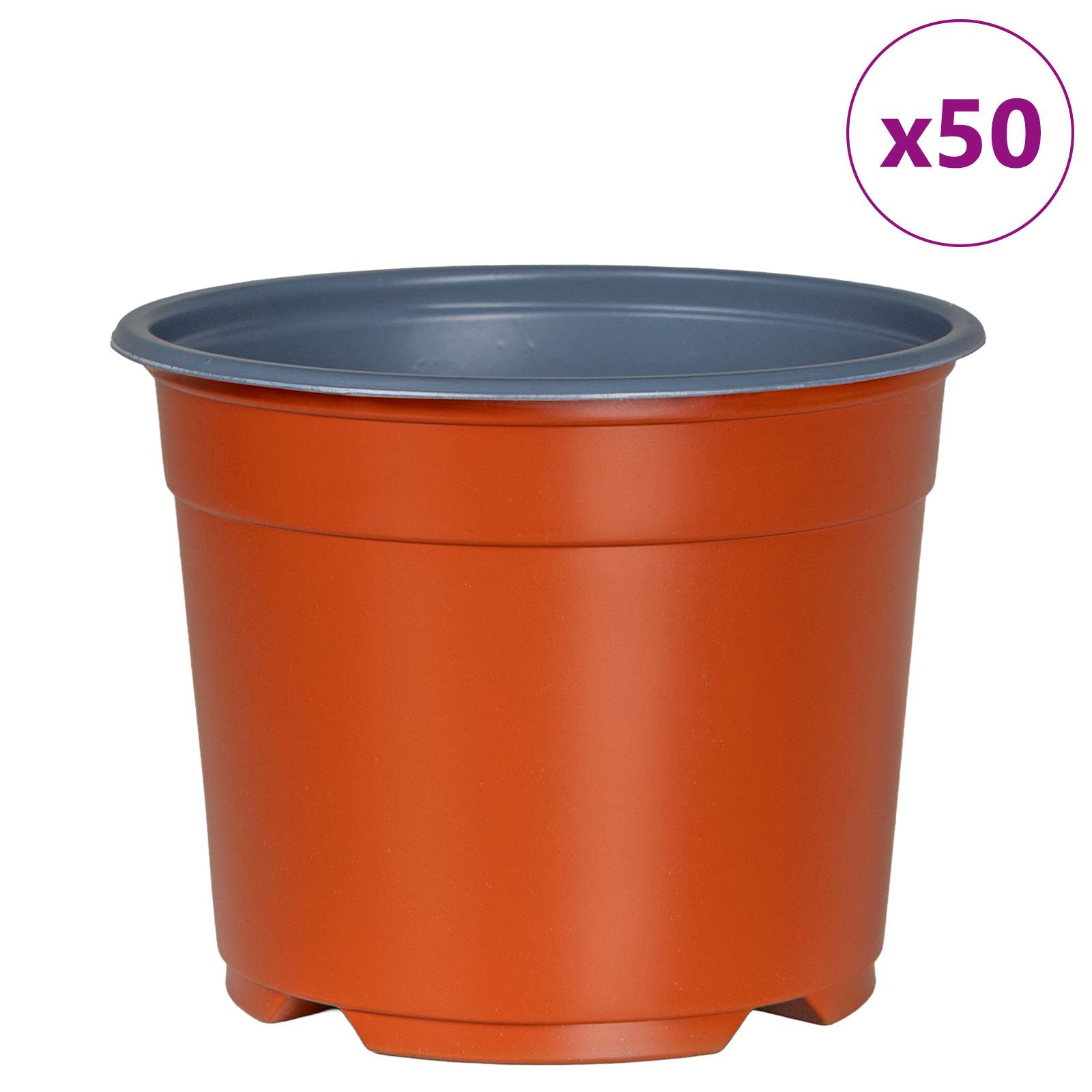 vidaXL Runder Blumentopf 50 pcs Terrakotta Ø 10 x 8 cm Kunststoff