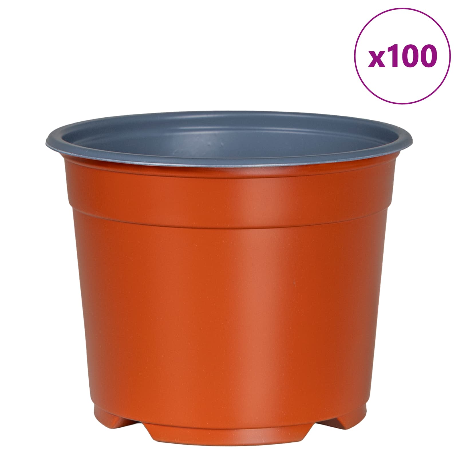 vidaXL Runder Blumentopf 100 pcs Terrakotta Ø 10 x 8 cm Kunststoff