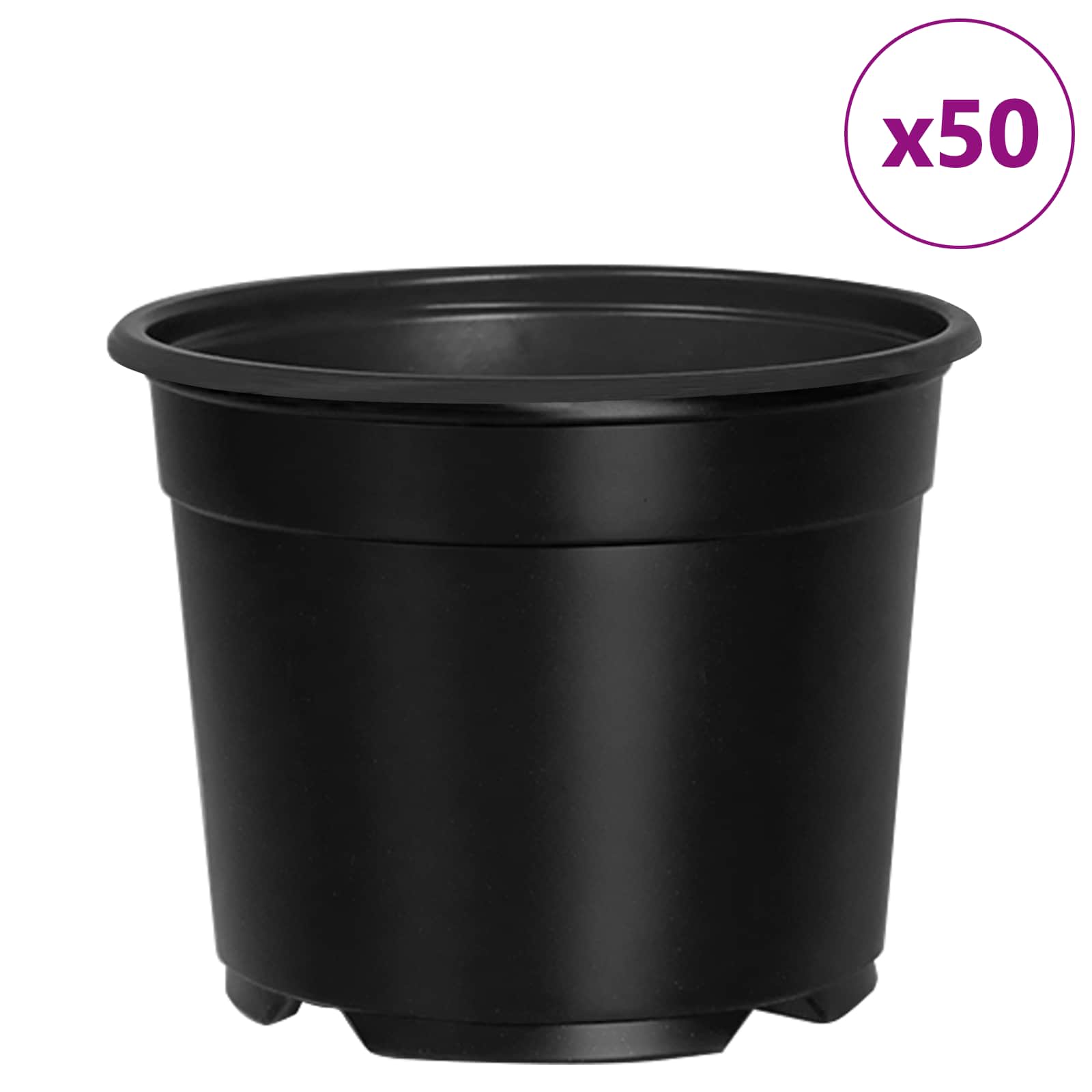vidaXL Runder Blumentopf 50 pcs Schwarz Ø 10 x 8 cm Kunststoff