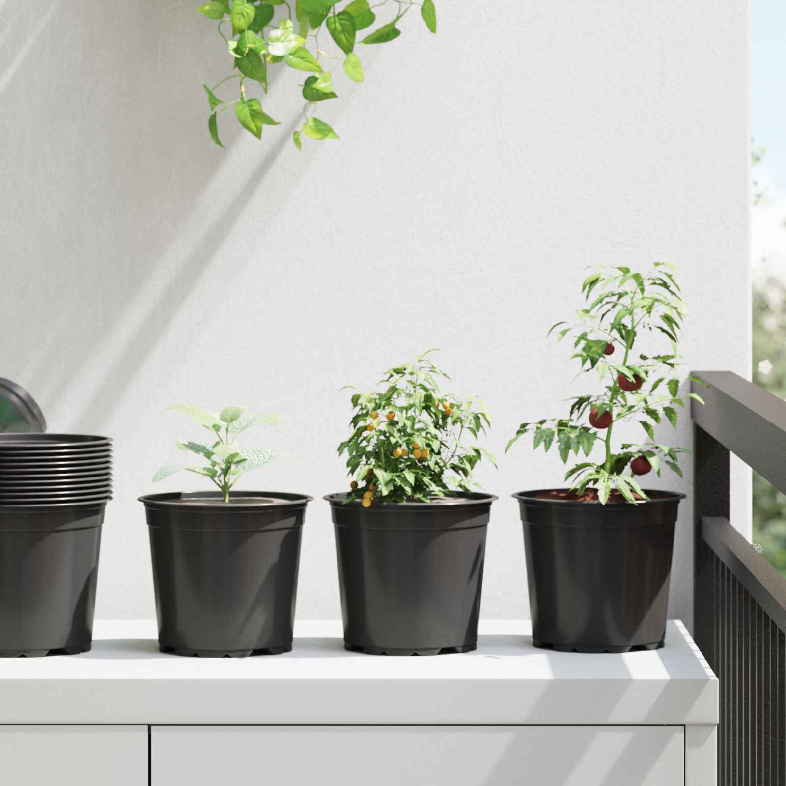 vidaXL Blumentopf 200 pcs Schwarz Ø 15 x 13 cm Kunststoff