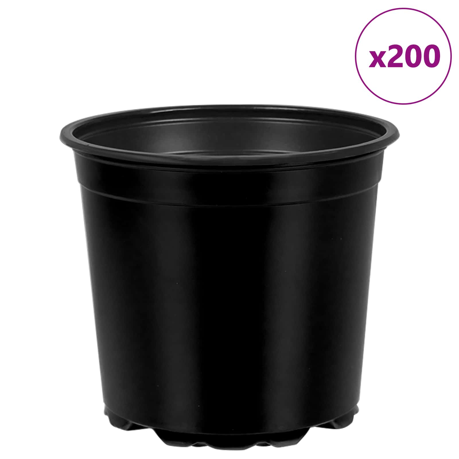 vidaXL Blumentopf 200 pcs Schwarz Ø 15 x 13 cm Kunststoff