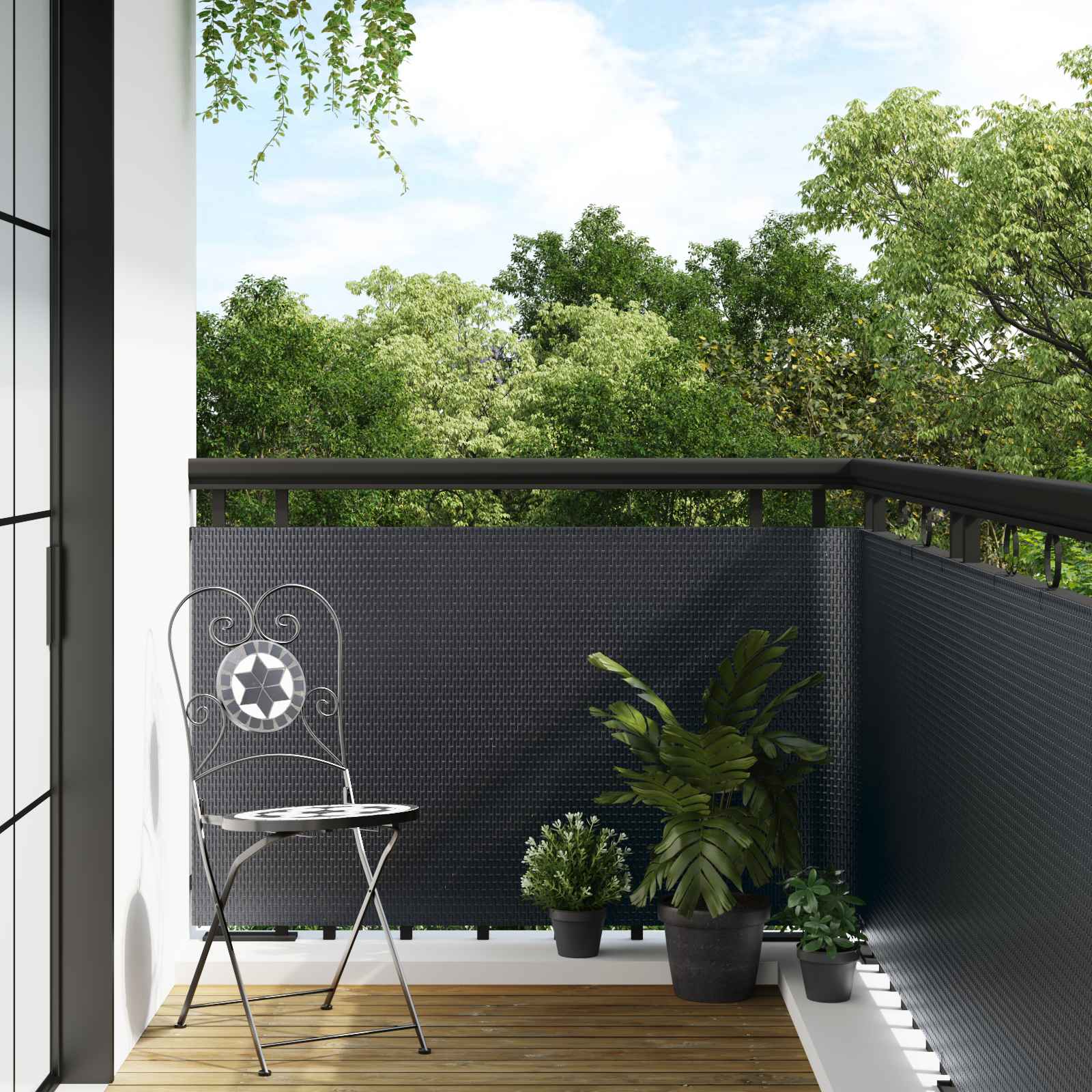 vidaXL Balkonsichtschutz Dunkelgrau 300 x 80 cm Poly-Rattan