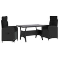 vidaXL Outdoortisch-Set 3 pcs Schwarz Poly-Rattan
