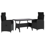 vidaXL Outdoortisch-Set 3 pcs Schwarz Poly-Rattan