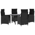 vidaXL Outdoortisch-Set 5 pcs Schwarz Poly-Rattan