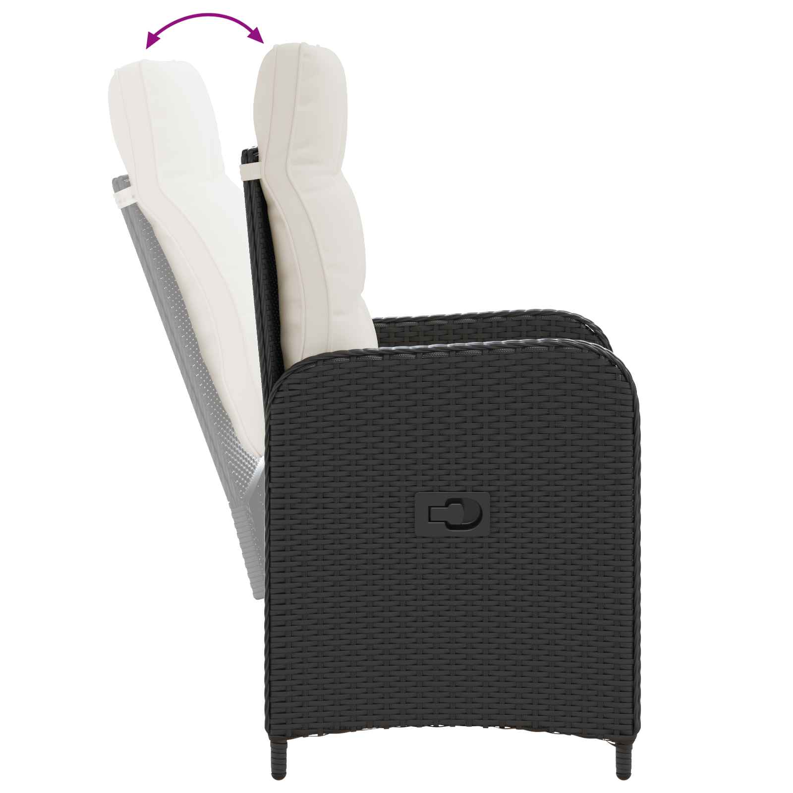 vidaXL Outdoortisch-Set 3 pcs Schwarz und Cremeweiß Poly-Rattan