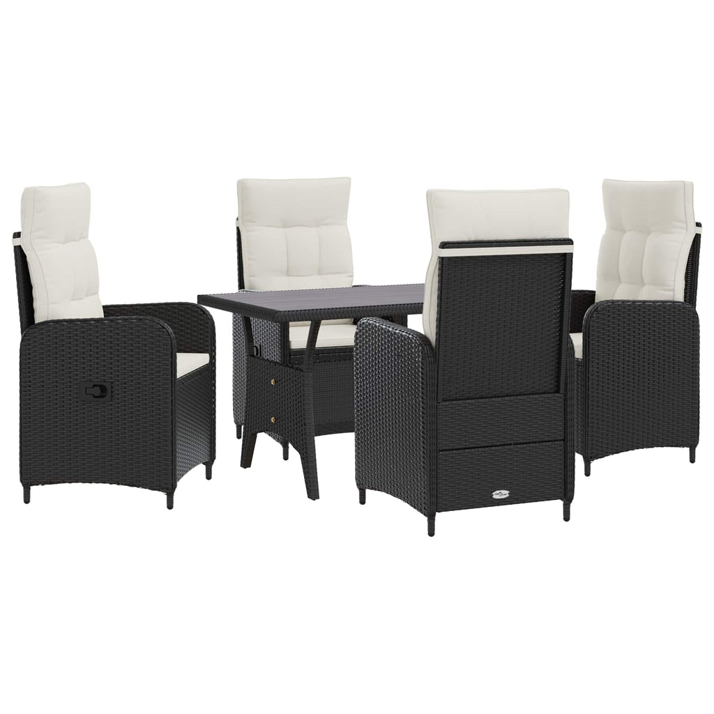 vidaXL Outdoortisch-Set 5 pcs Schwarz und Cremeweiß Poly-Rattan