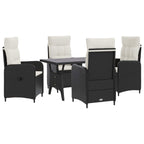 vidaXL Outdoortisch-Set 5 pcs Schwarz und Cremeweiß Poly-Rattan