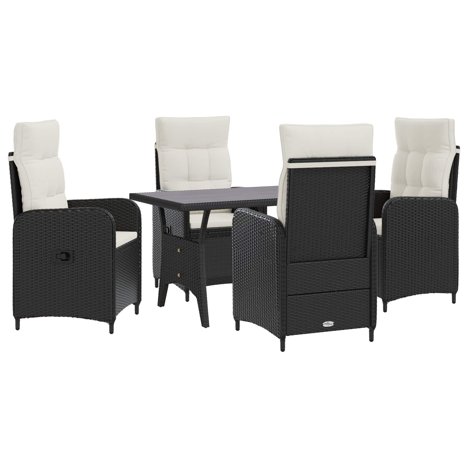 vidaXL Outdoortisch-Set 5 pcs Schwarz und Cremeweiß Poly-Rattan