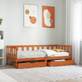 vidaXL Tagesbett mit Kopfteil 3 pcs Wachsbraun Massivholz Kiefer