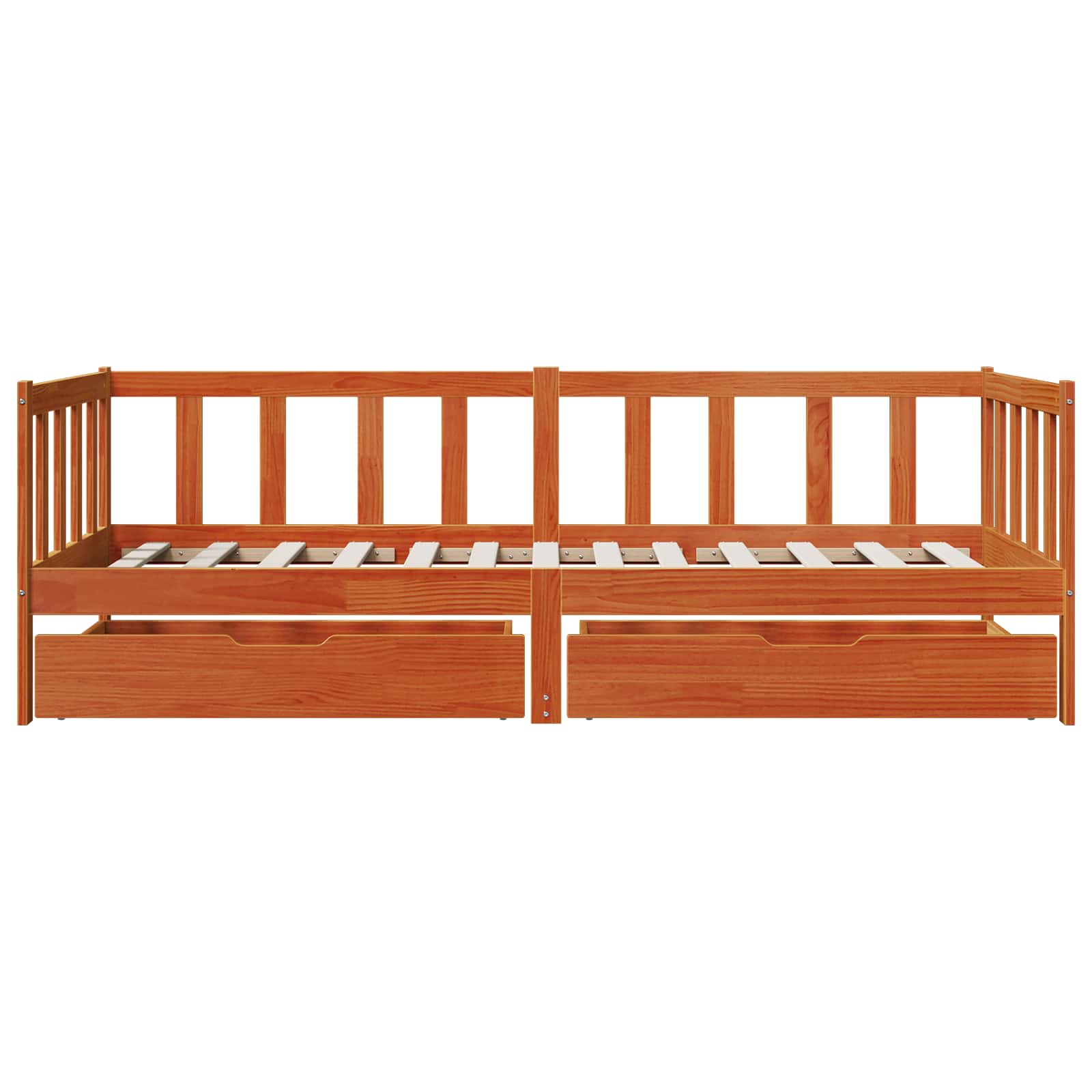 vidaXL Tagesbett mit Kopfteil 3 pcs Wachsbraun Massivholz Kiefer