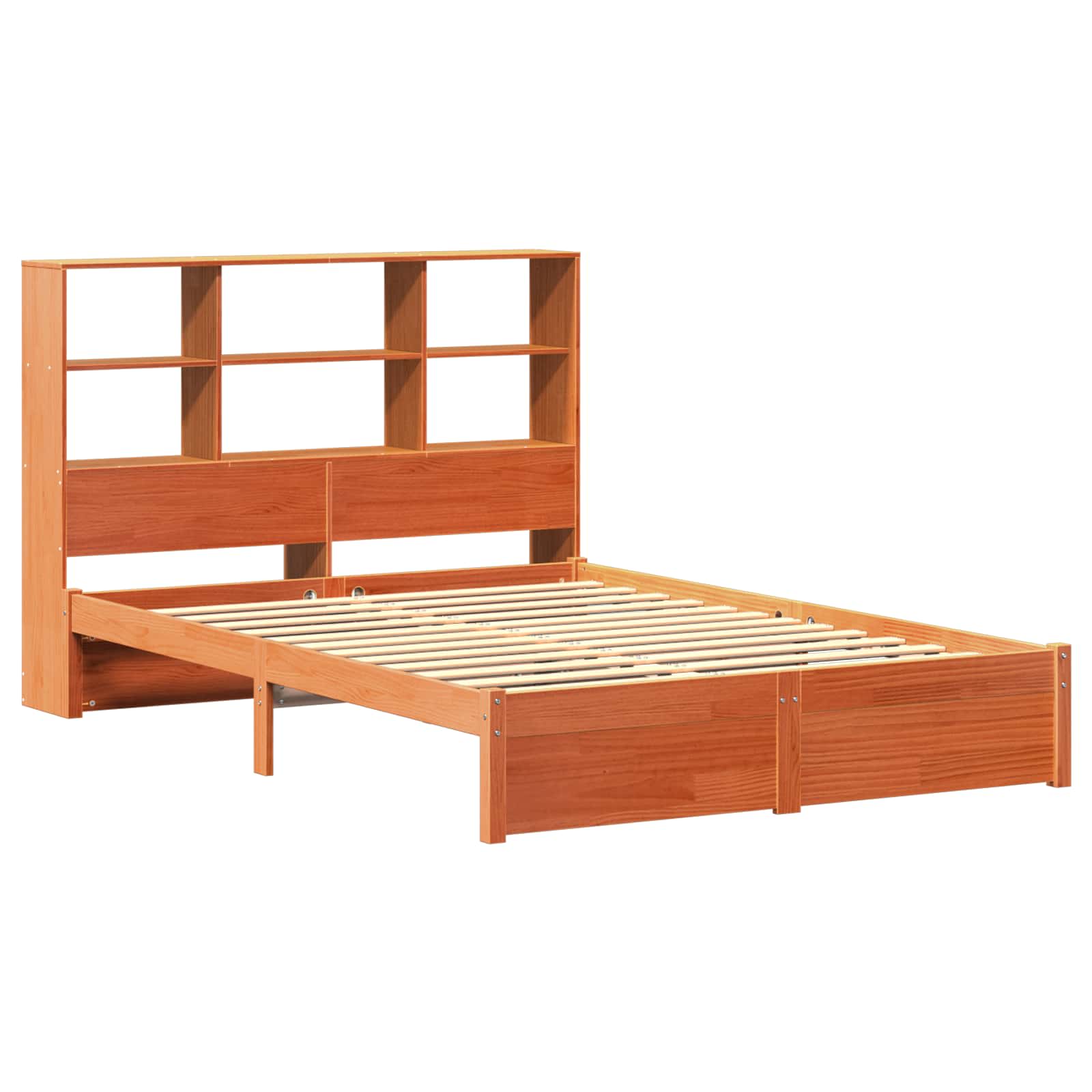 vidaXL Bettgestell mit Aufbewahrungskopfteil Wachsbraun 150 x 200 cm