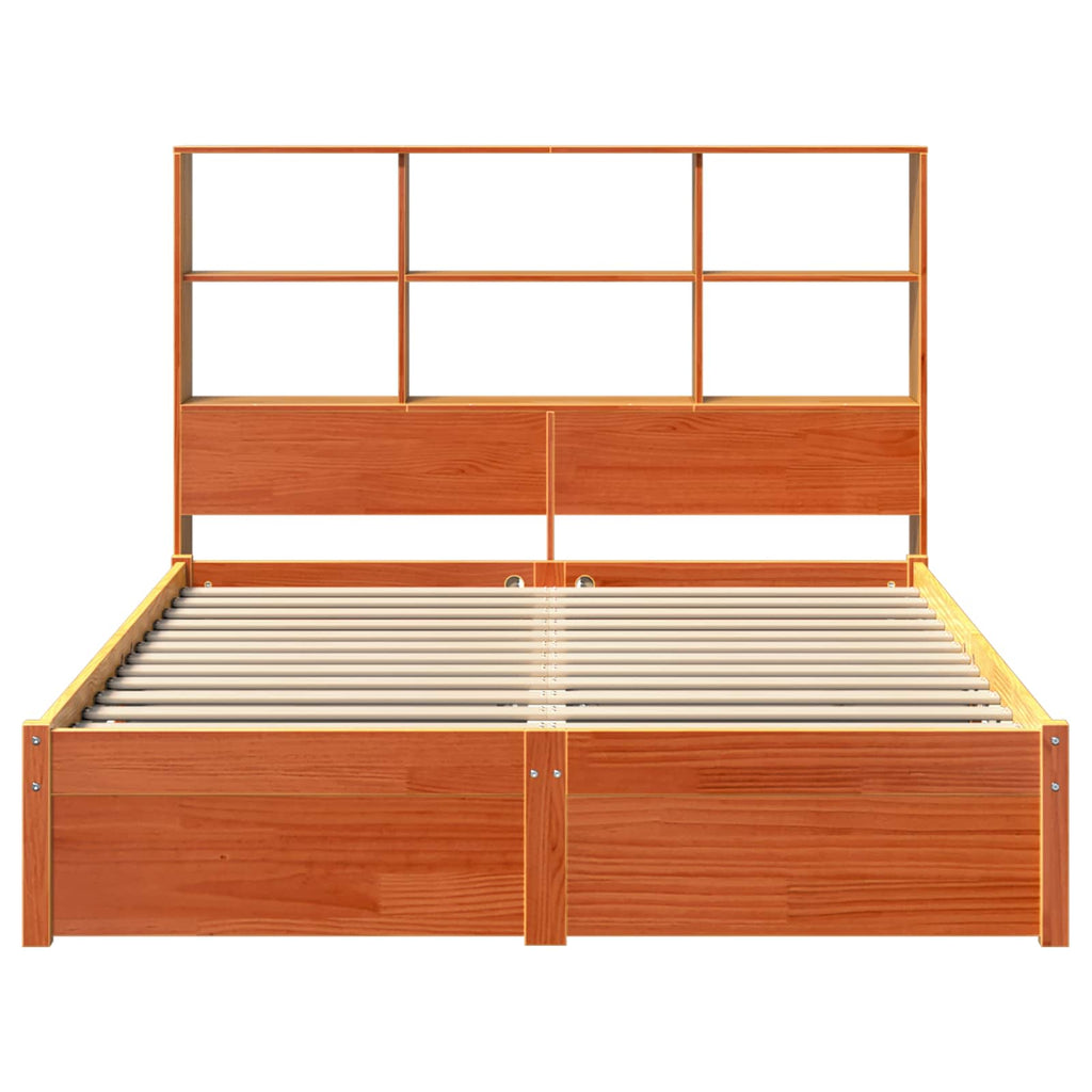 vidaXL Bettgestell mit Aufbewahrungskopfteil Wachsbraun 150 x 200 cm