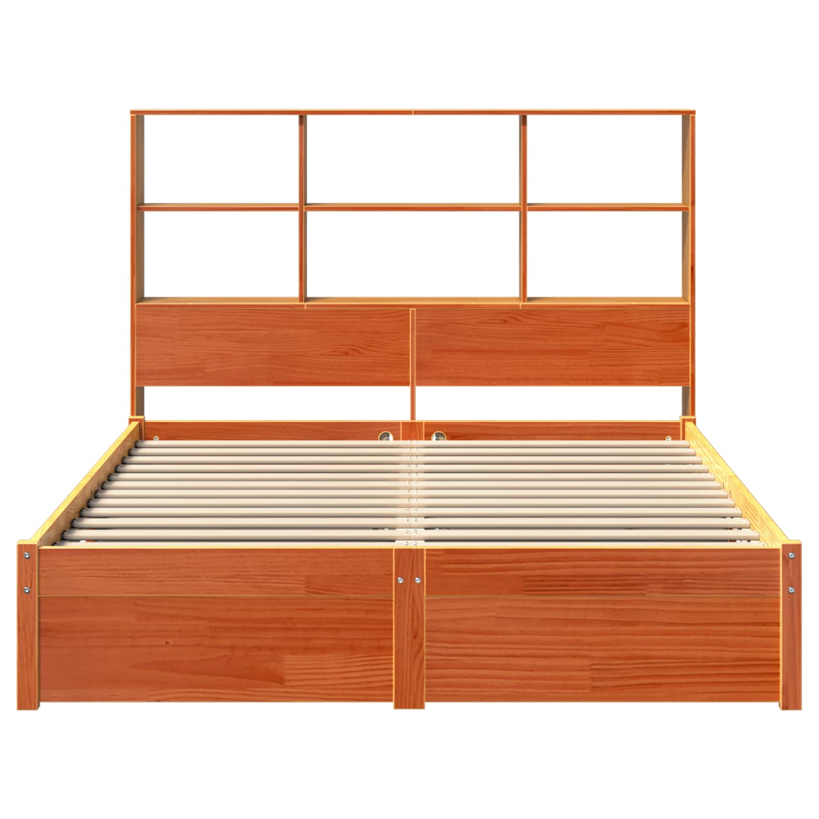 vidaXL Bettgestell mit Aufbewahrungskopfteil Wachsbraun 150 x 200 cm