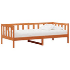 vidaXL Tag-Bett mit Matratze Wachsbraun und Weiß 90 x 200 cm