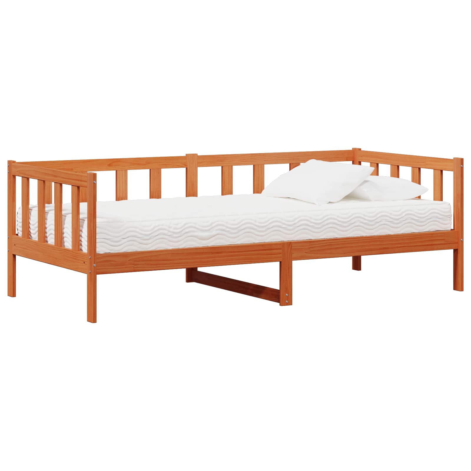 vidaXL Tag-Bett mit Matratze Wachsbraun und Weiß 90 x 200 cm