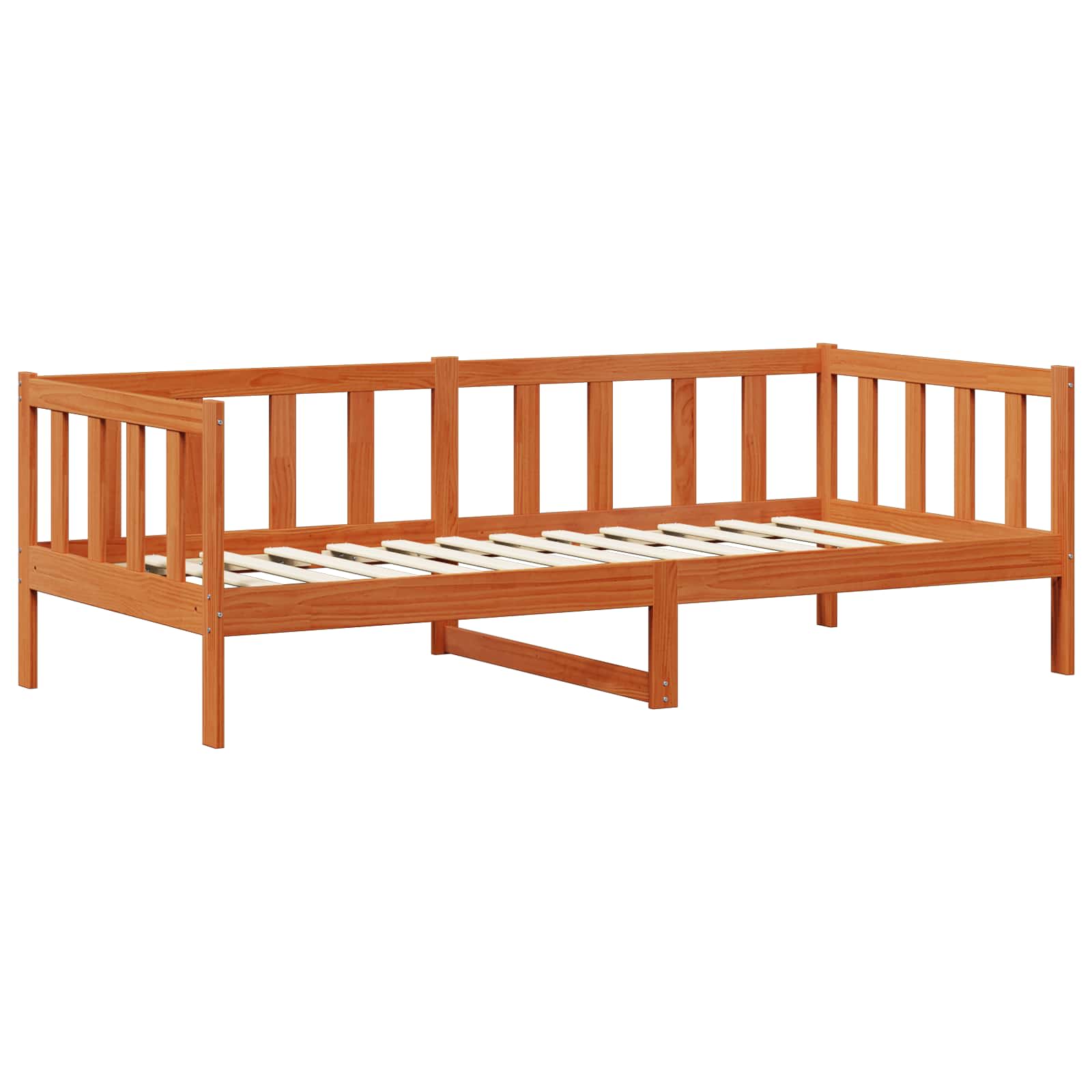 vidaXL Tag-Bett mit Matratze Wachsbraun und Weiß 90 x 200 cm