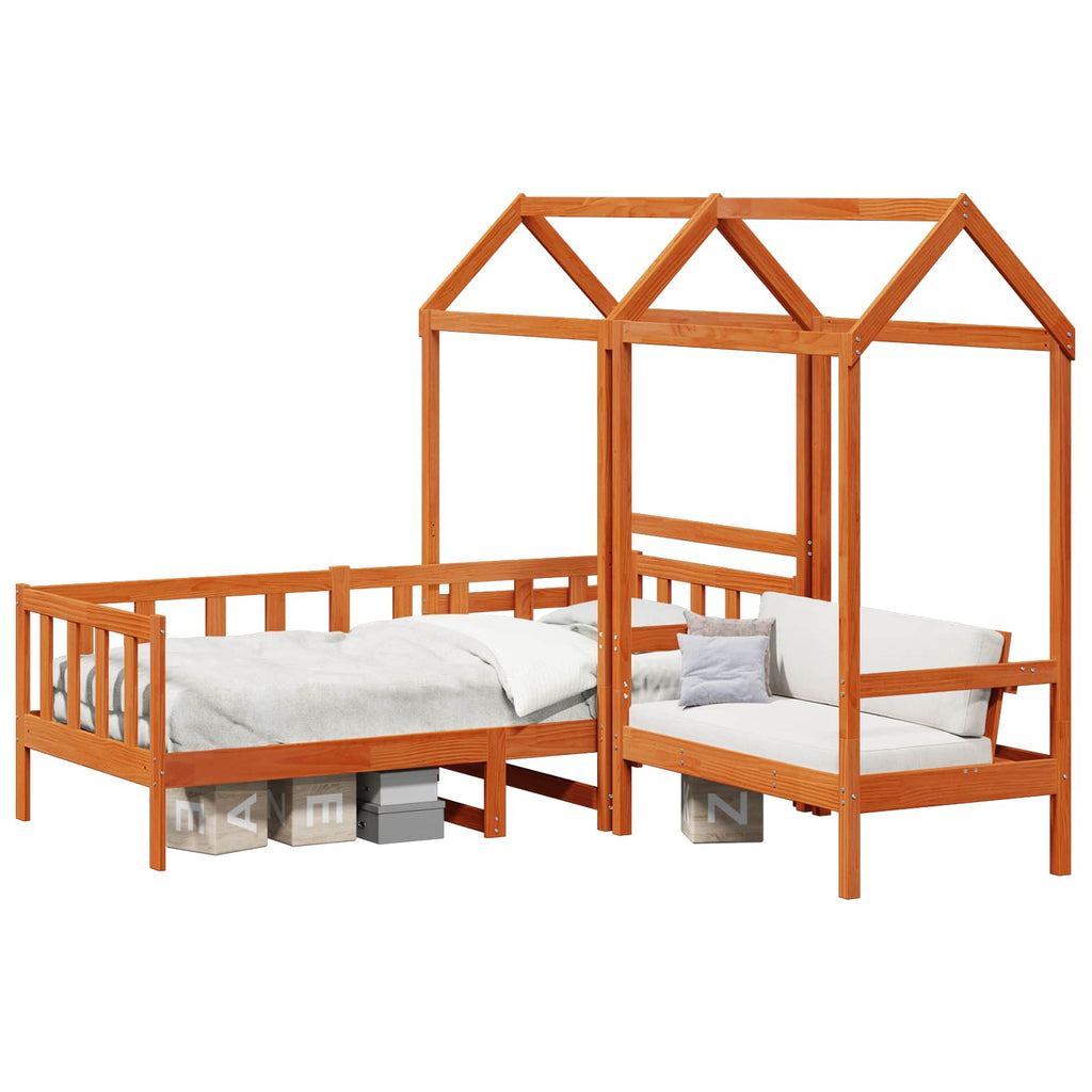 vidaXL Tagesbett Set Wachsbraun 90 x 200 cm Massives Kiefernholz