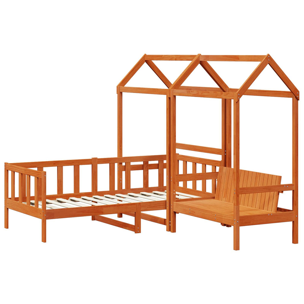 vidaXL Tagesbett Set Wachsbraun 90 x 200 cm Massives Kiefernholz