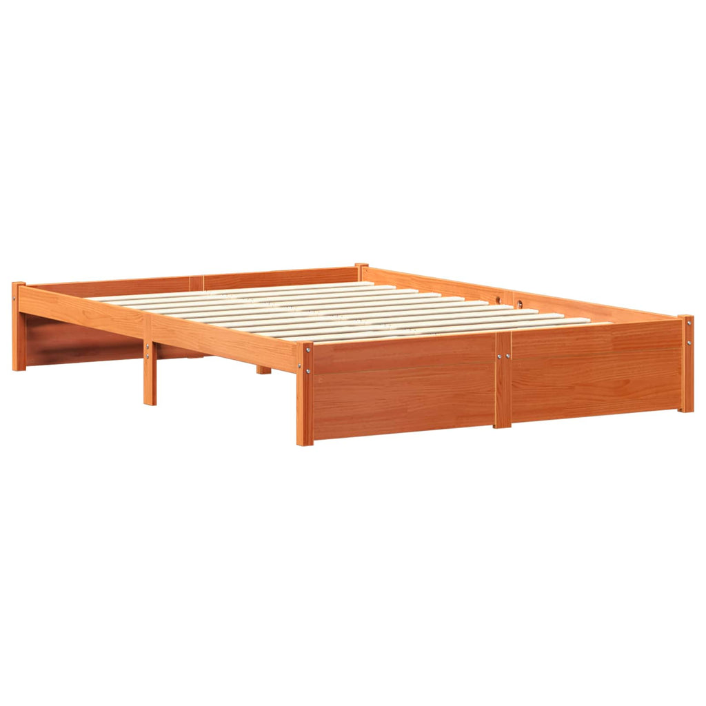 vidaXL Bettgestell mit Aufbewahrungskopfteil 2 pcs Wachsbraun