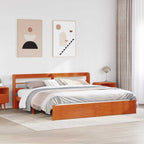 vidaXL Bettrahmen mit Kopfteil 2 pcs Wachsbraun Massivholz Kiefer