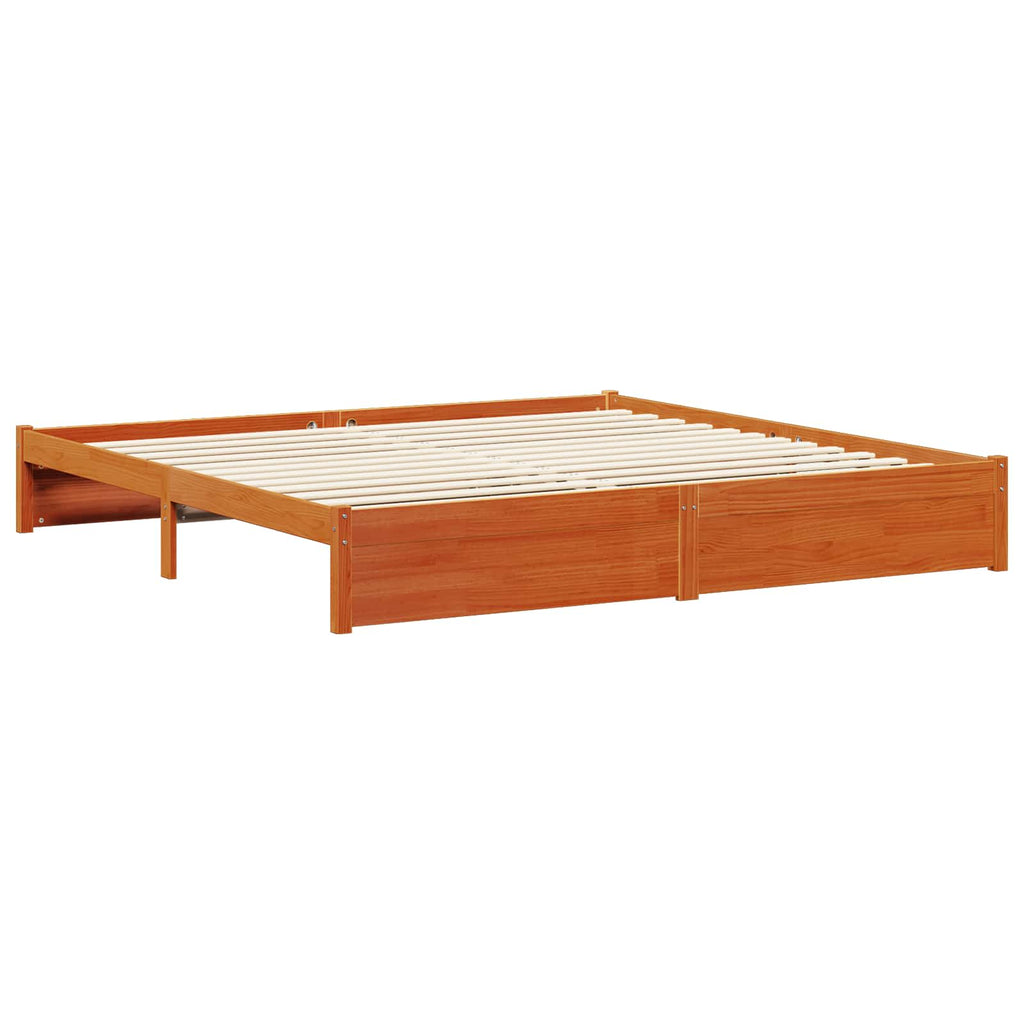 vidaXL Bettrahmen mit Kopfteil 2 pcs Wachsbraun Massivholz Kiefer
