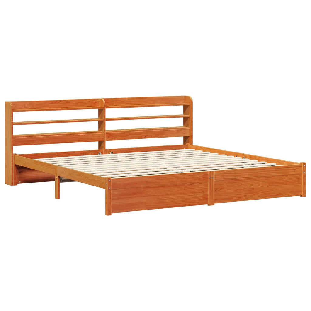 vidaXL Bettrahmen mit Kopfteil 2 pcs Wachsbraun Massivholz Kiefer