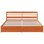 vidaXL Bettrahmen mit Kopfteil 2 pcs Wachsbraun Massivholz Kiefer